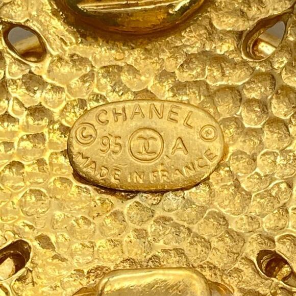 CHANEL Gold Logo Earrings